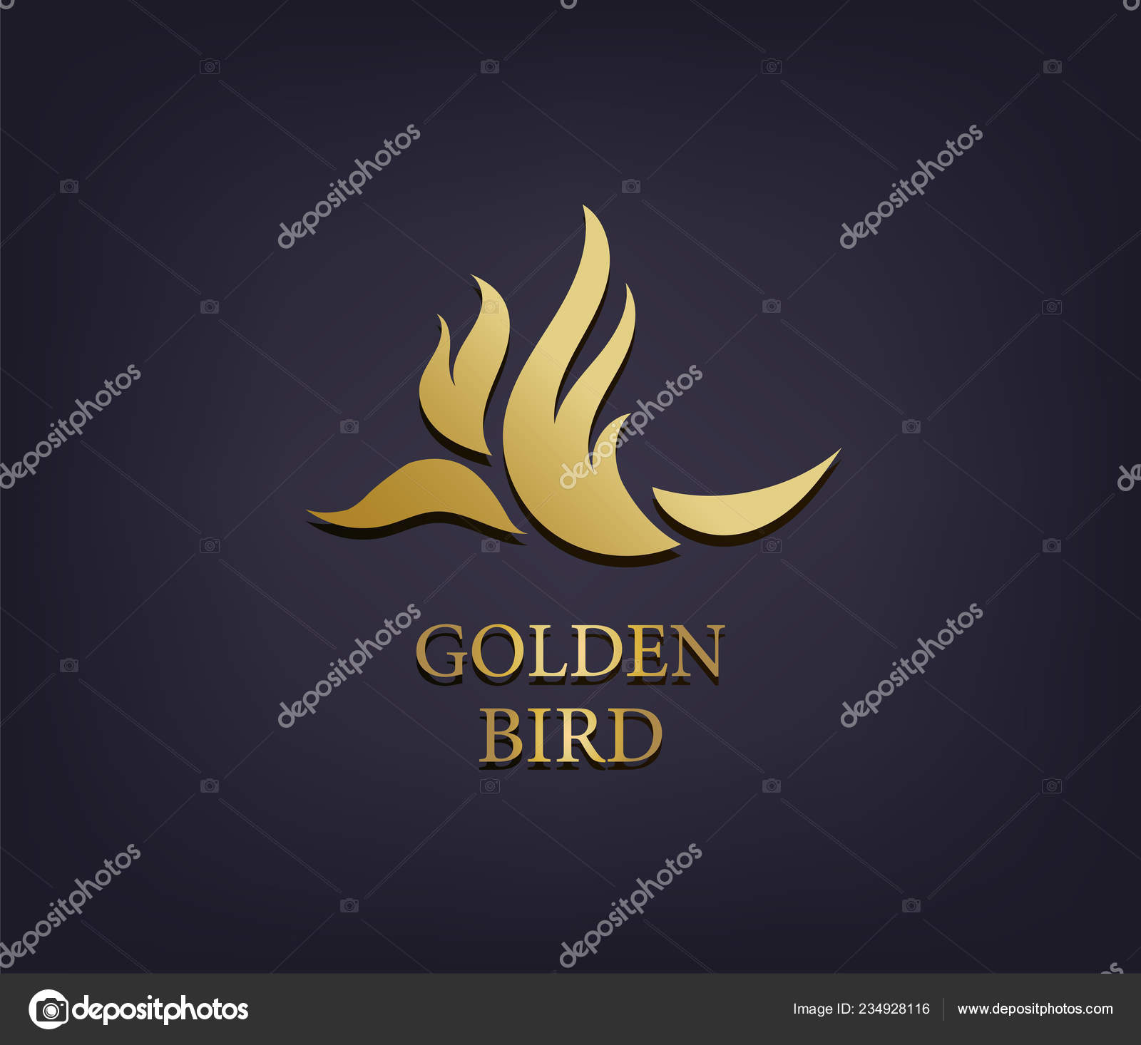 Vector Golden Bird Logo Abstract Luxury Icon Phoenix Stock Vector Image By C Marylia