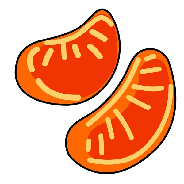 Illustration Des Vektorsymbols Mit Einem Stück Mandarine — Stockvektor