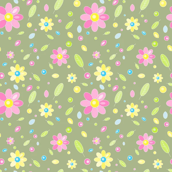 Cartoon Flowers Seamless Pattern Vector Design Fashion Fabric Wallpaper All — Stock Vector