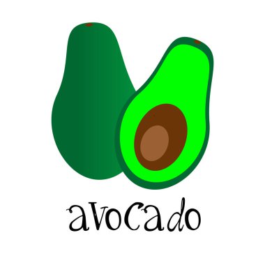 Beyaz arkaplanda başlıklı Avokado simgesi vektör illüstrasyonuName