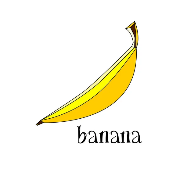 Icône Banane Illustration Vectorielle Plate Isolée Sur Fond Blanc Avec — Image vectorielle