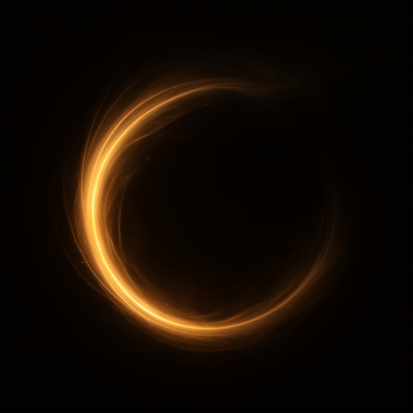 PNG arka planında soyut bir şekilde sisli ve yumuşak bir parıltıyla altın bir ışık halkası. Fantezi, dijital tasarım ve dekoratif çizimler için sihirli bir sembol..