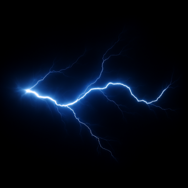 Parlak mavi elektrik şimşeği ve dallanma boşaltımı. Fantezi illüstrasyonları, oyun arayüzleri, sihirli büyüler ve dinamik tasarım için soyut enerji efekti.