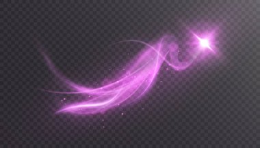 Parlak girdap ve parlak parçacıklar içeren parlak pembe sihirli değnek efekti. Peri illüstrasyonu, büyü kalıbı, oyun tasarımı ve dijital sanat eserleri için fantezi ışık yolu.