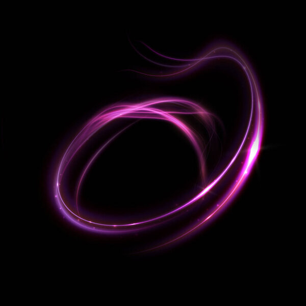 Векторное светящееся розовое свечение, образующее светящийся круг на тёмном фоне. Энергетический вихрь фантазии для волшебного эффекта, игровой иллюстрации, космического дизайна и цифровых произведений искусства накладывается.