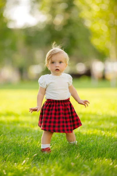 Красива Маленька Дівчинка Відкритому Повітрі Парку Сонячний День — стокове фото