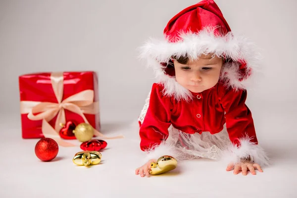 Linda Niña Está Usando Traje Navidad — Foto de Stock