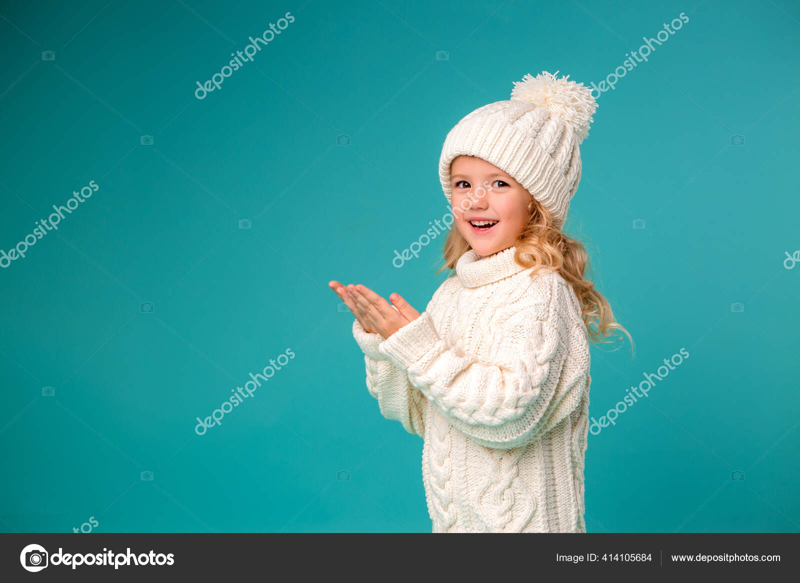 Little Girl White Sweater Stock Photo by ©Krisfotostav 414105684