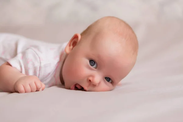Baby Boy Close Up Holding Finger In Mouth Kid Small Stock Photo