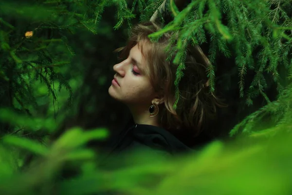 Çam ağacında güzel bir kız.