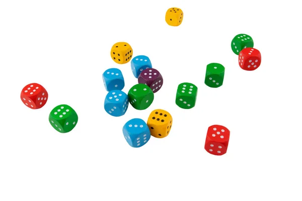 Colored Wooden Dice White Background — Stock Photo, Image