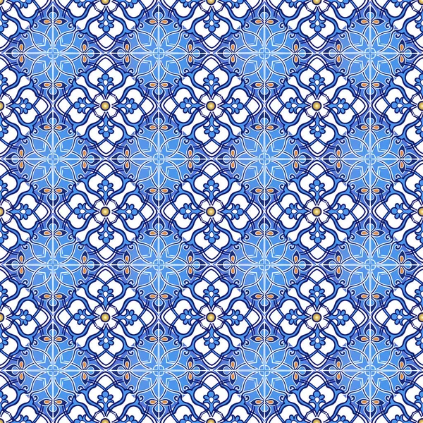 Колекція Безшовні Клаптиків Шаблон Марокканський Португальська Плитки Синіх Коричневих Кольорах — стоковий вектор