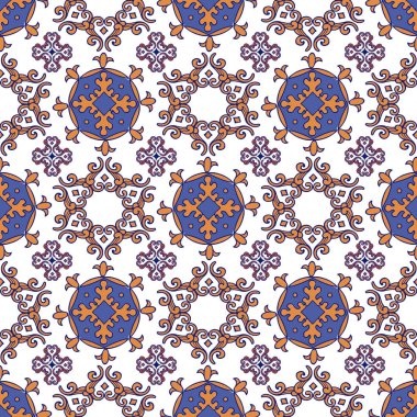 Fas, Portekiz fayans sorunsuz patchwork desen. Dekoratif süsleme kullanılan duvar kağıdı, fon, kumaş, tekstil, kağıt ambalaj.