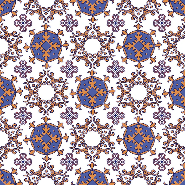 Modello Patchwork Senza Soluzione Continuità Marocchino Piastrelle Portoghesi Ornamento Decorativo — Vettoriale Stock