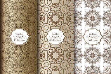 Lüks Dikişsiz desen koleksiyonu. Victoria damasko seamless modeli. Altın vintage tasarım öğeleri. Duvar kağıdı, kumaş, kağıt, davet için zarif dekoratif süsleme.