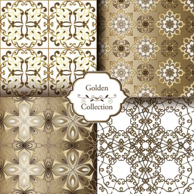 Koleksiyonu lüks altın Dikişsiz desen. Victoria damasko seamless modeli. Altın vintage tasarım öğeleri. Duvar kağıdı, kumaş, kağıt, davet için zarif dekoratif süsleme.
