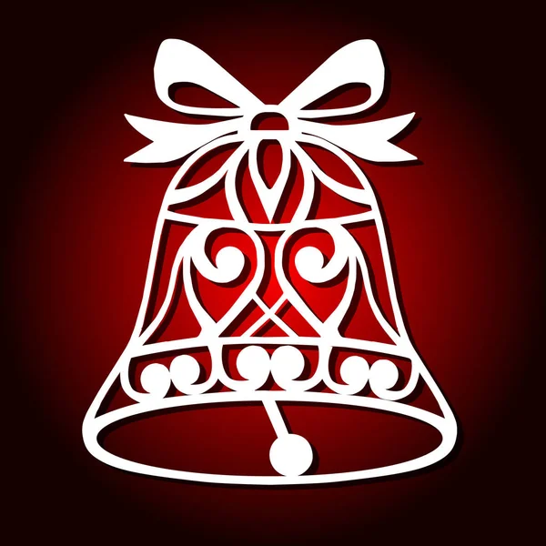 Lazer kesme kağıt Noel çan dekorasyon vektör tasarım. Neşeli Noel tebrik kartı Noel çan Ahşap oyma, kağıt kesme ve Noel süsleri.