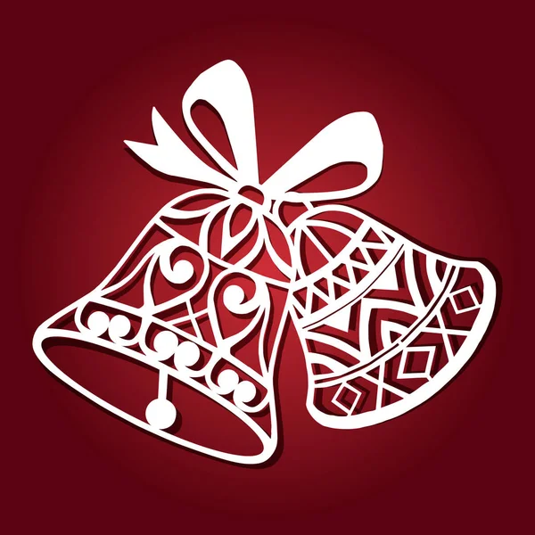 レーザー カット ペーパー クリスマス ベルです 木彫り 紙切りのクリスマスの装飾 クリスマス — ストックベクタ
