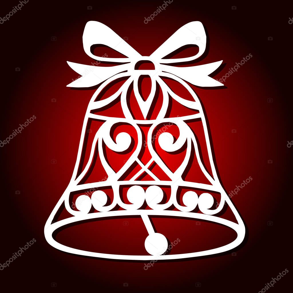 Laser cut paper christmas bell decoration vector design. Merry Christmas Greeting Card. Christmas bell for wood carving, paper cutting and christmas decorations.