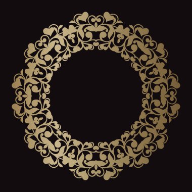 Dekoratif çizgi sanat çerçeve tasarım şablonu için. Zarif vektör öğesi tasarım Doğu tarzı, metin için bir yer için. Altın dış çiçek kenarlık. Dantel resmi davetler ve tebrik kartları için