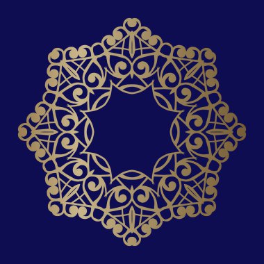 Lazer kesme mandala. Altın çiçek desenli. Vektör çizim.