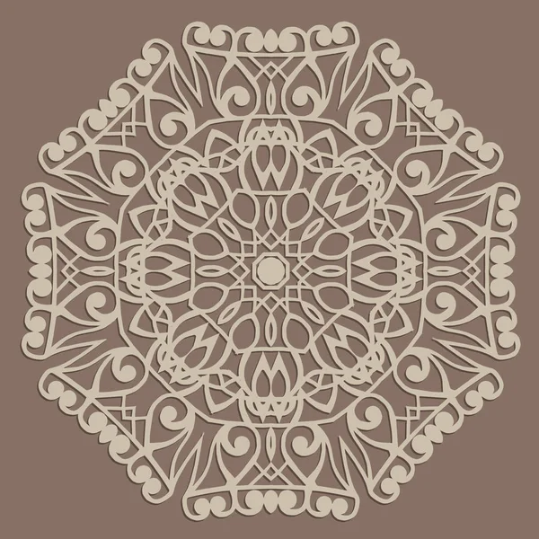 Adorno Redondo Mandala Corte Por Láser Ilustración Vectorial — Vector de stock