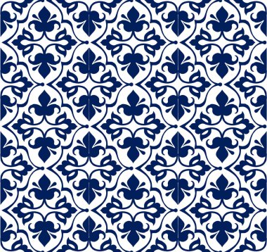 İndigo boya, Dikişsiz etnik çiçek geometrik desen baskılı. Geleneksel oryantal süs. Kumaş, tekstil, kağıt ambalaj için dekoratif süsleme zemin.