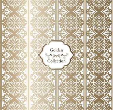 Oryantal lüks altın seamless modeli. Altın vintage tasarım öğeleri. Duvar kağıdı, kumaş, kağıt, davet için zarif dekoratif süsleme.