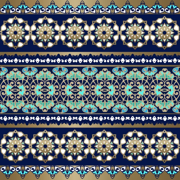 Nahtlose Ethnische Florale Geometrische Grenze Traditionelle Orientalische Ornamente Dekoratives Ornament — Stockvektor