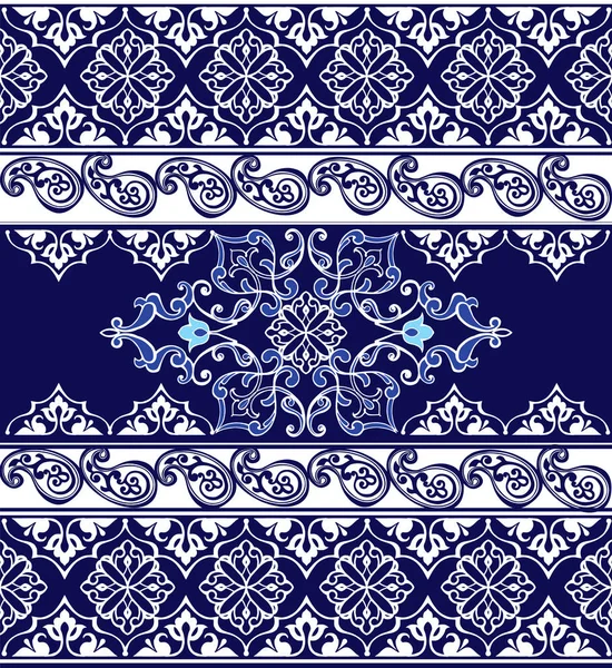 Seamless Ethnic Floral Geometric Border Seamless Paisley Pattern Decorative Ornament — Stock Vector