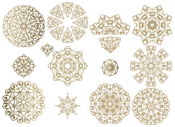 Set Aus Goldenen Dekorativen Orientalischen Mandalas Vektor Designelementen — Stockvektor