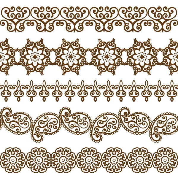 Serie Confini Orientali Con Paisley Modello Paisley Tradizionale Mehndi Tatuaggio — Vettoriale Stock