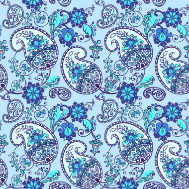 Indigo geleneksel desenli desen. Çiçek duvar kağıdı. Dekoratif süsleme kumaş, tekstil, kağıt ambalaj için. 