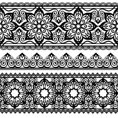 Vektör çiçek unsurları ayarlayın. Çerçeveleri ve borders için seamless modeli. Dantel kenar, üzerinde beyaz izole Dekoratif süsleme. 