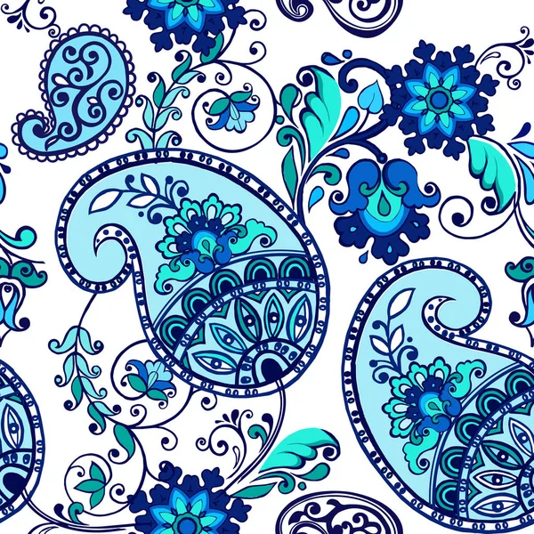 Nahtloses Paisley Muster Indischen Stil Blumentapete Zierschmuck Für Stoff Textilien — Stockvektor