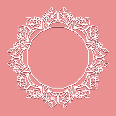 Çiçek çerçevesi. lazer kesim şablonu. Çiçekler, dantel dekorasyon için yaprakları