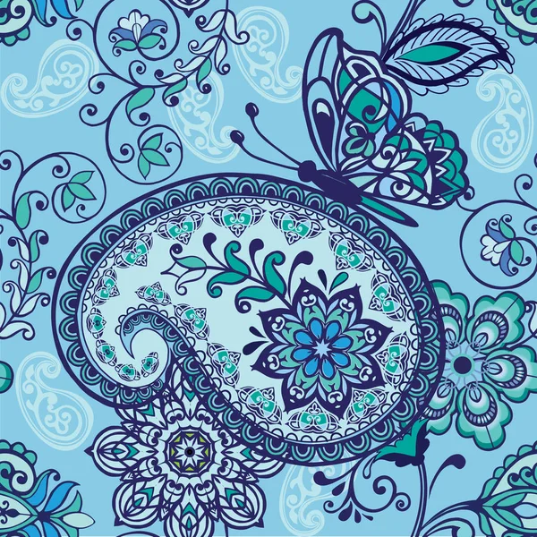 Patrón Paisley Sin Costura Oriental Papel Pintado Floral Adorno Decorativo — Archivo Imágenes Vectoriales