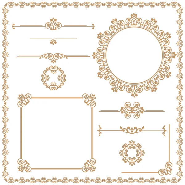 Conjunto Vintage Elementos Florales Para Diseño Invitaciones Marcos Menús Diseño — Vector de stock