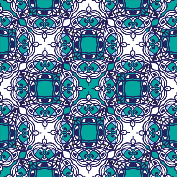 Modèle Sans Couture Bleu Carreaux Patchwork — Image vectorielle