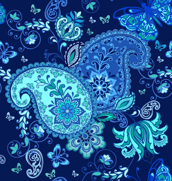 Oriental Motif Paisley Sans Couture Papier Peint Floral Ornement Décoratif — Image vectorielle