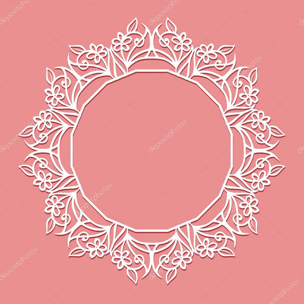 Flower frame. laser cutting template. Flowers, leaves for the lace decoration