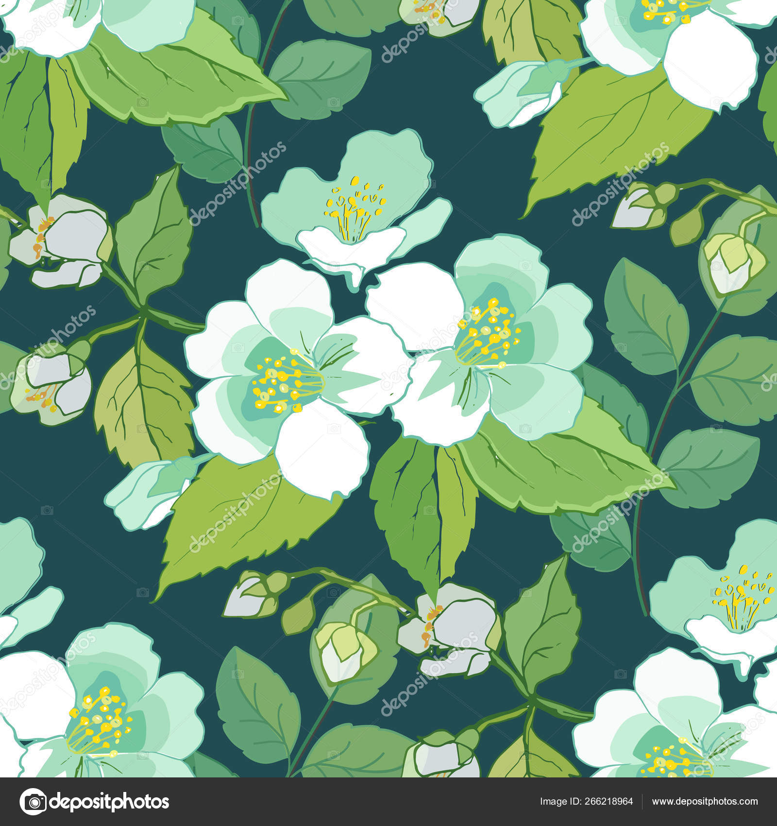 Blooming Jasmine Seamless Pattern Spring Vector Background Floral Wallpaper Decorative Vector Image By C Yeresko Vector Stock