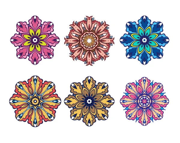 Ensemble Belles Mandalas Colorées — Image vectorielle