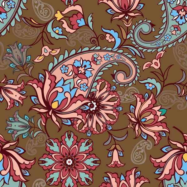 Fantastische Florale Nahtlose Muster Mit Paisley Zierschmuck Für Stoff Textilien — Stockvektor
