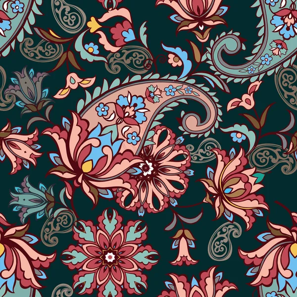 Fantástico Patrón Floral Sin Costuras Con Paisley Papel Pintado Floral — Archivo Imágenes Vectoriales