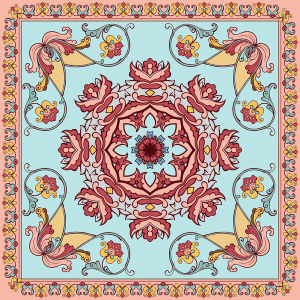 Векторный орнамент Paisley Bandana Print. Фантастический цветочный орнамент. Красивый векторный шаблон
. 