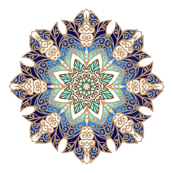 Mandala Floral Dessiné Main Motif Turc Ornement Floral Coloré Rond — Image vectorielle