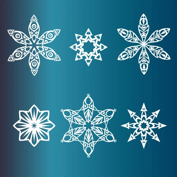 Komplet Płatków Śniegu Gwiazd Wycinany Laserowo Wzór Świąteczne Kartki Papierowe — Wektor stockowy