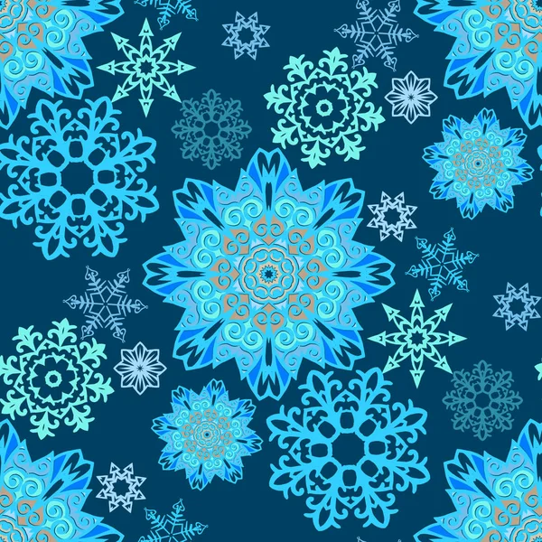 Vintage Vektor Nahtlose Weihnachtsmuster Blaue Schneeflocken Weihnachten Textur Für Tapeten lizenzfreie Stockillustrationen