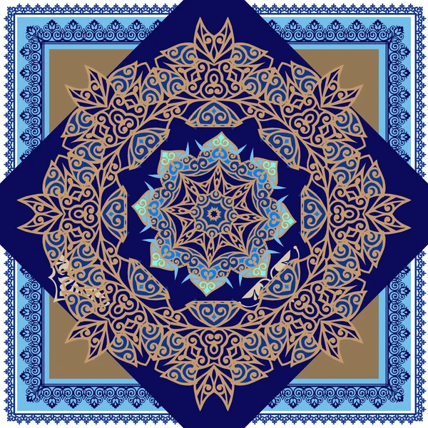 花手画曼达拉 土耳其图案 传统东方图案中圆形五颜六色的花卉装饰 图库矢量图片
